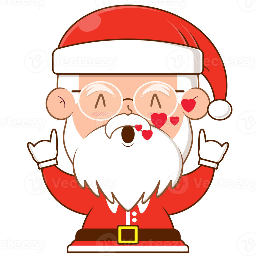 santa claus in love face cartoon cute png