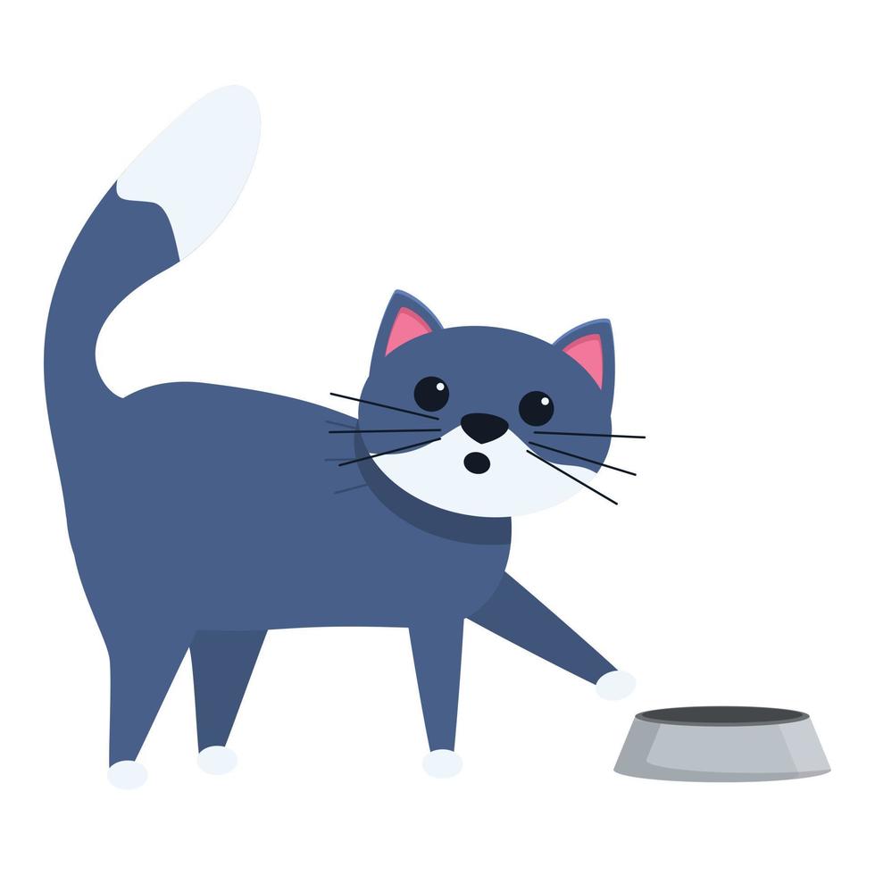 Cat want food icon, cartoon style vector