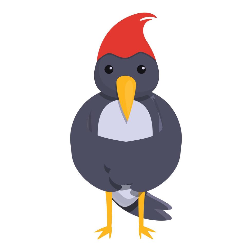 Busy woodpecker icon, cartoon style vector