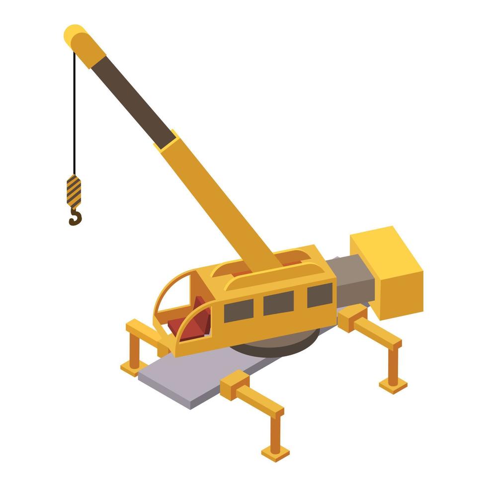 Railway crane icon, isometric style vector