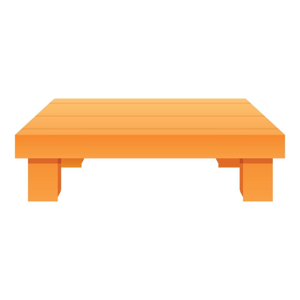 Low wood table icon, cartoon style vector