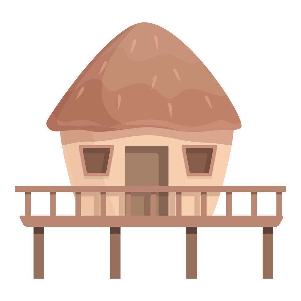 Bungalow building icon cartoon vector. Island house vector