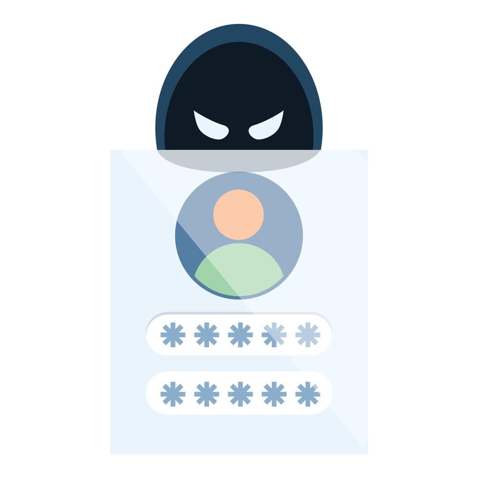 Hack personal data icon, cartoon style vector