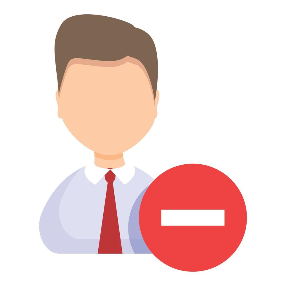 Delete business user icon, cartoon style vector