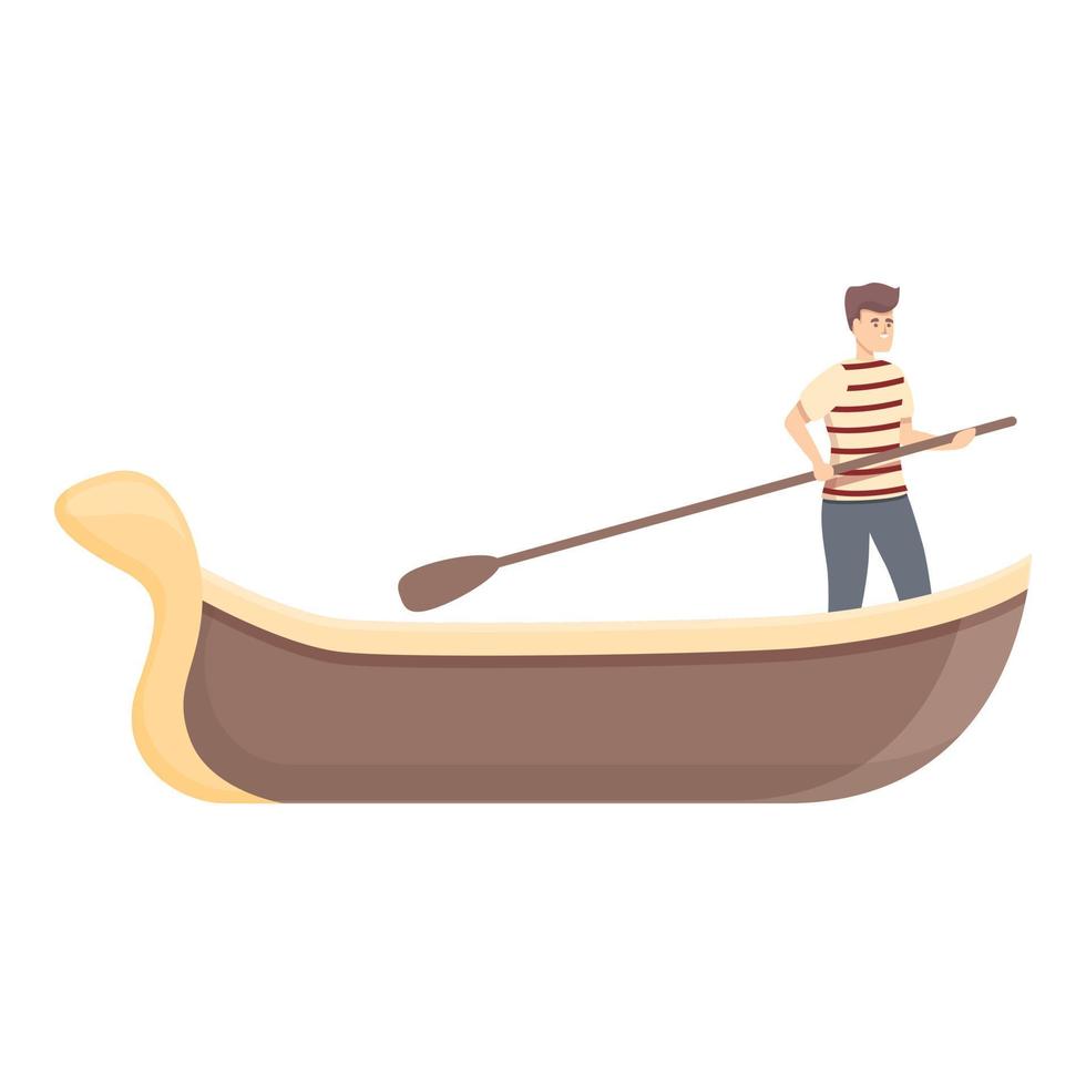 Gondola tour icon cartoon vector. Venice gondolier vector