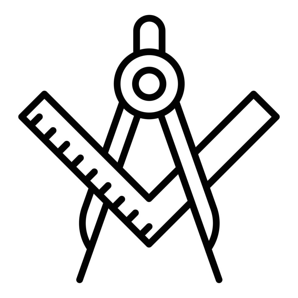 Architect compass icon, outline style vector