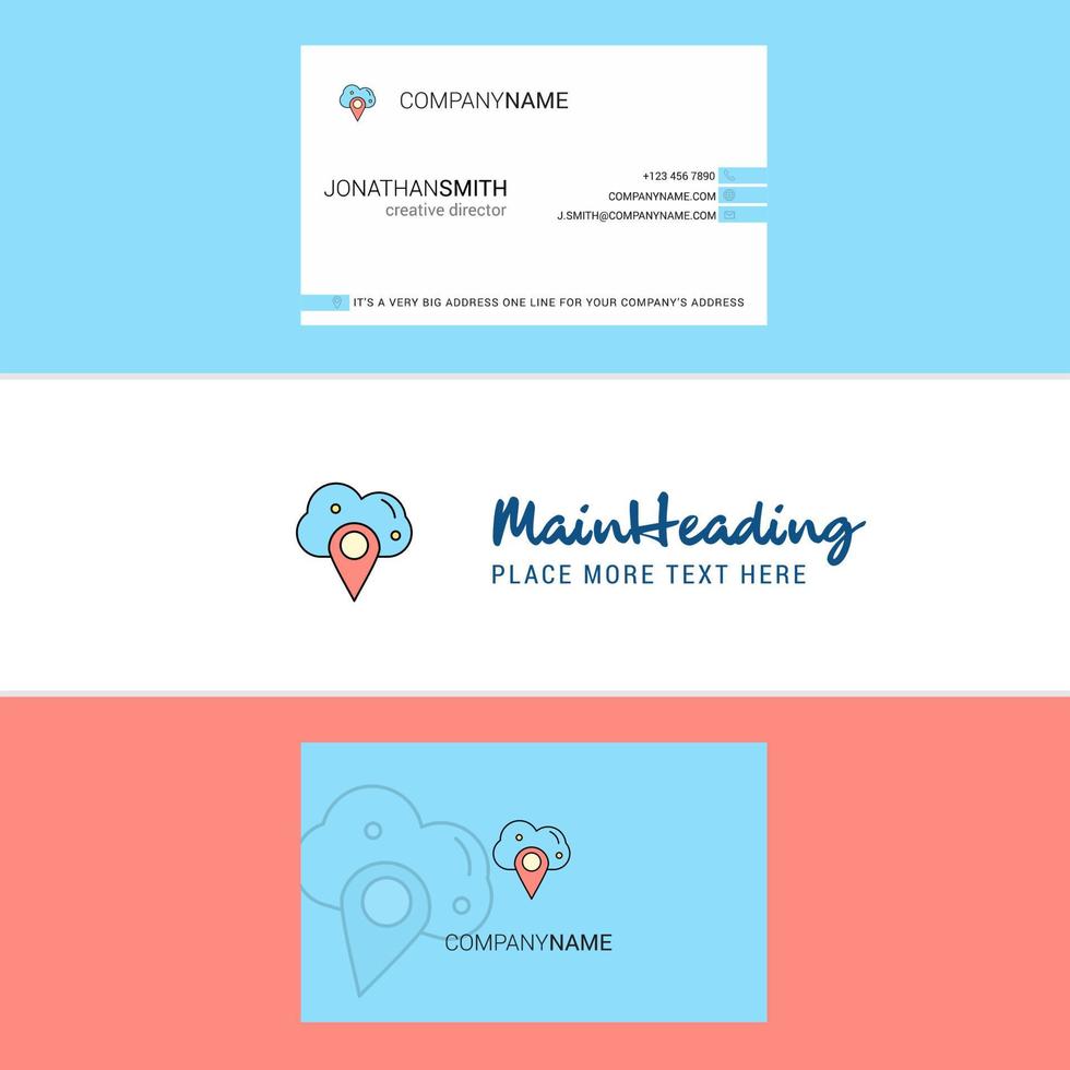 Beautiful Cloud navigation Logo and business card vertical Design Vector