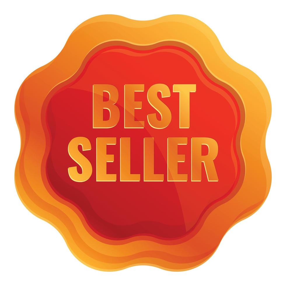 Best seller badge icon, cartoon style vector