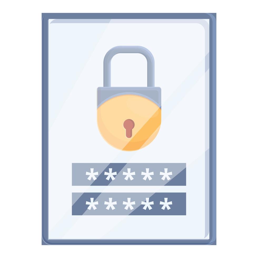Tablet password protection icon, cartoon style vector