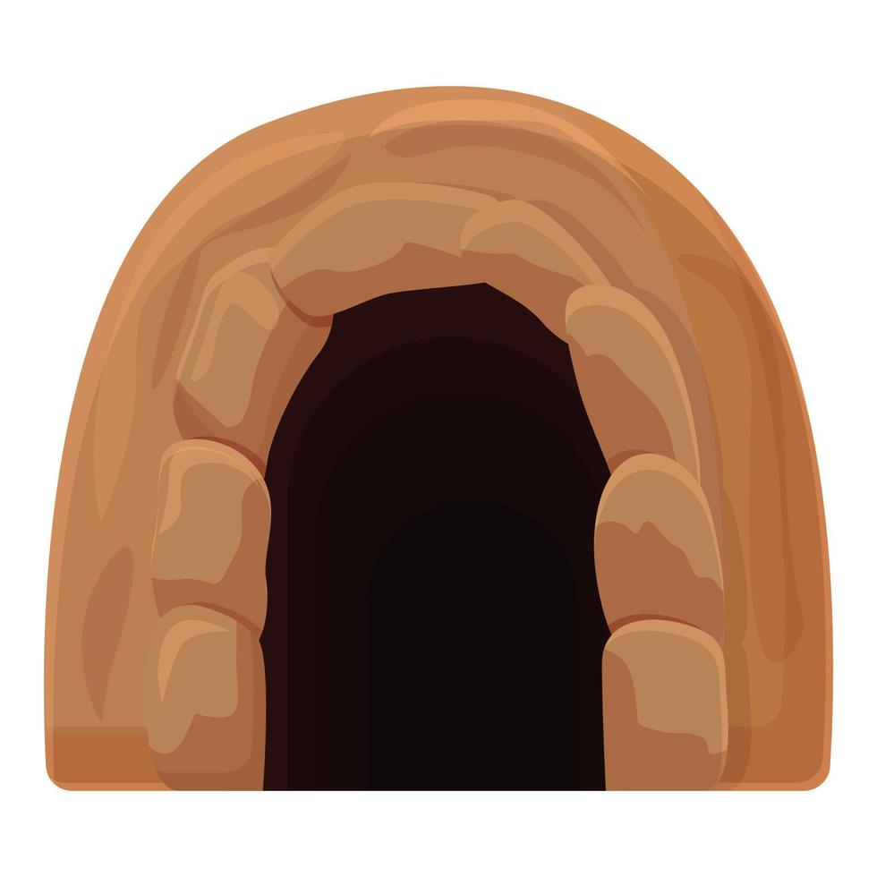 Stone tunnel icon, cartoon style vector