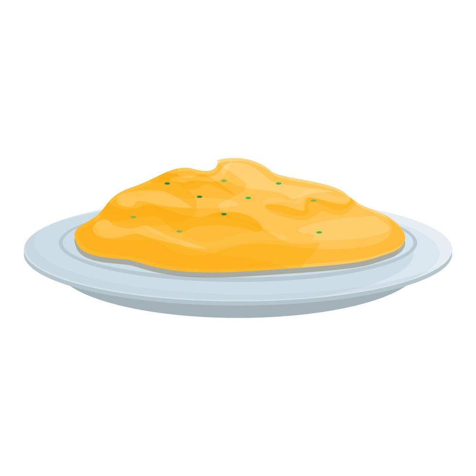 Boiled mashed potatoes icon, cartoon style vector