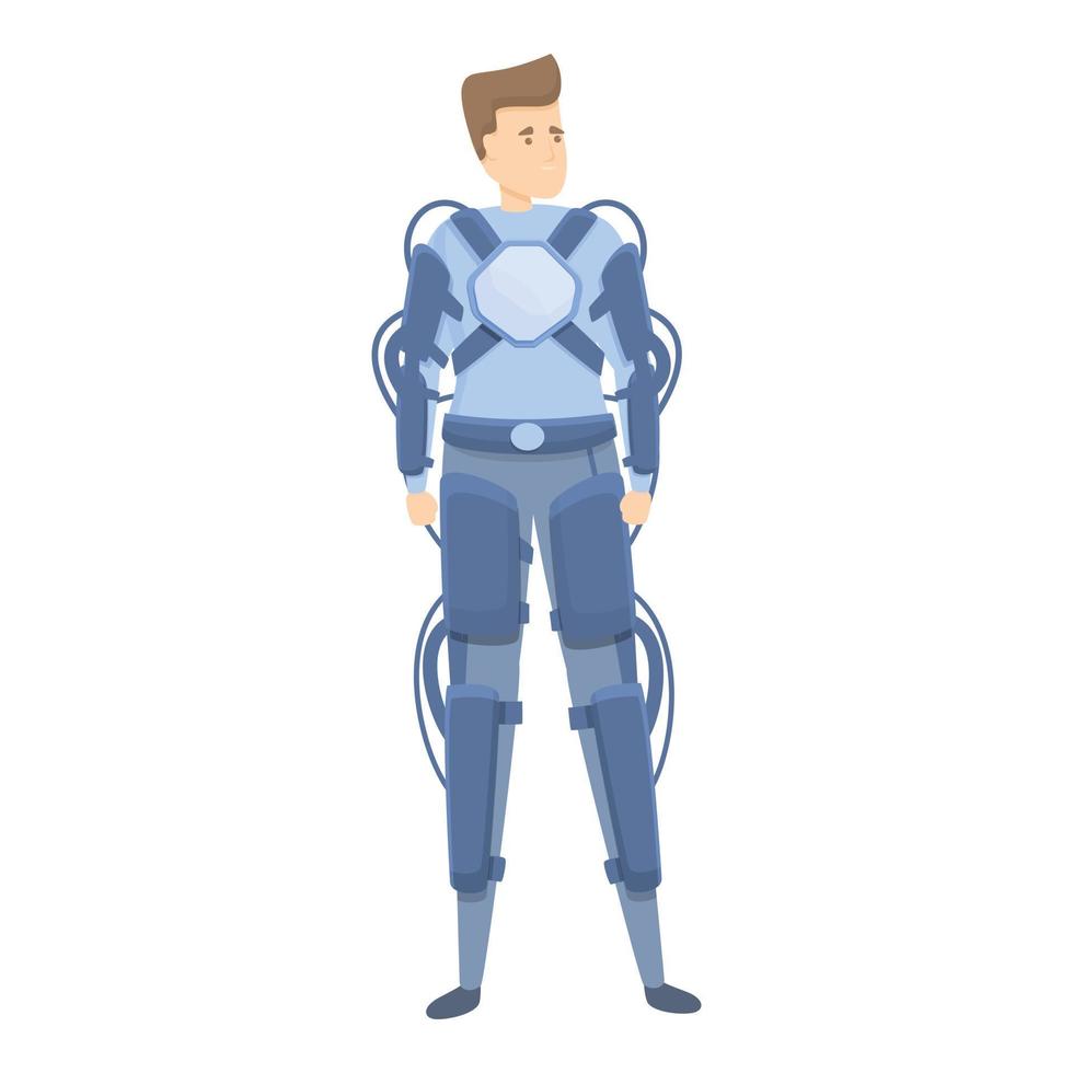 Upgraded exoskeleton icon, cartoon style vector