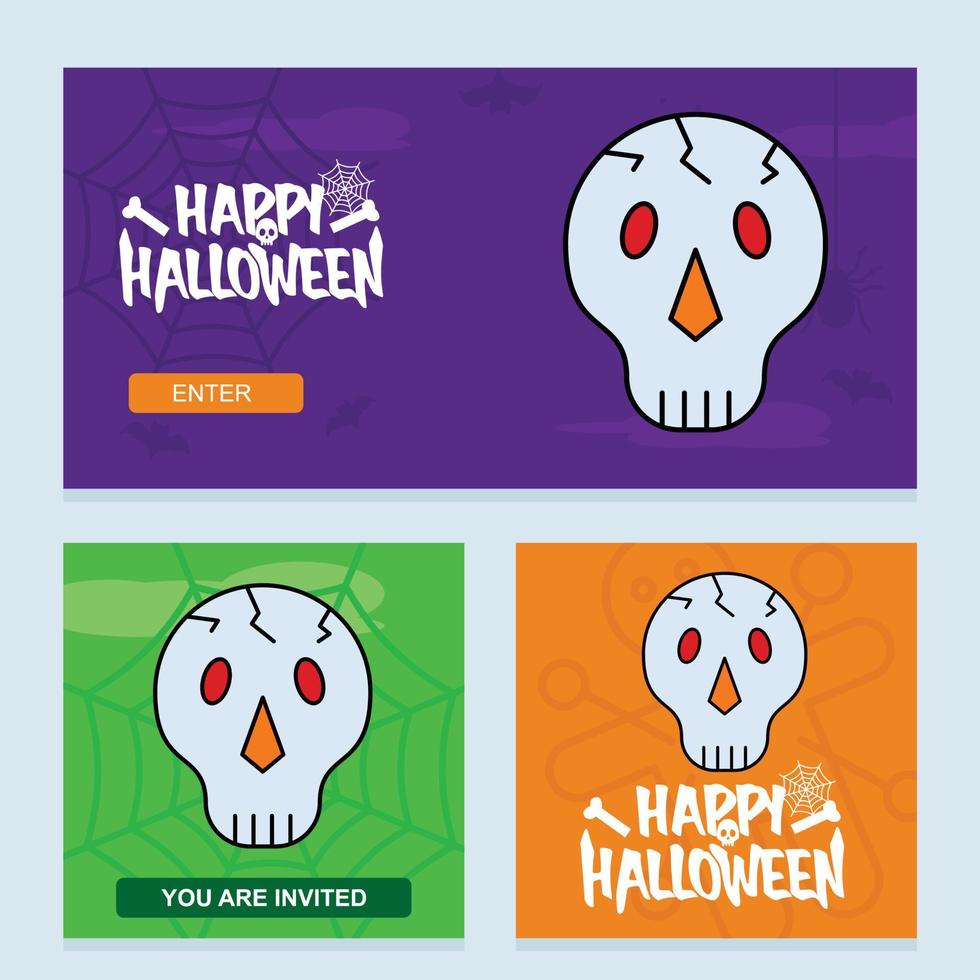 diseño de invitación de halloween feliz con vector de calavera