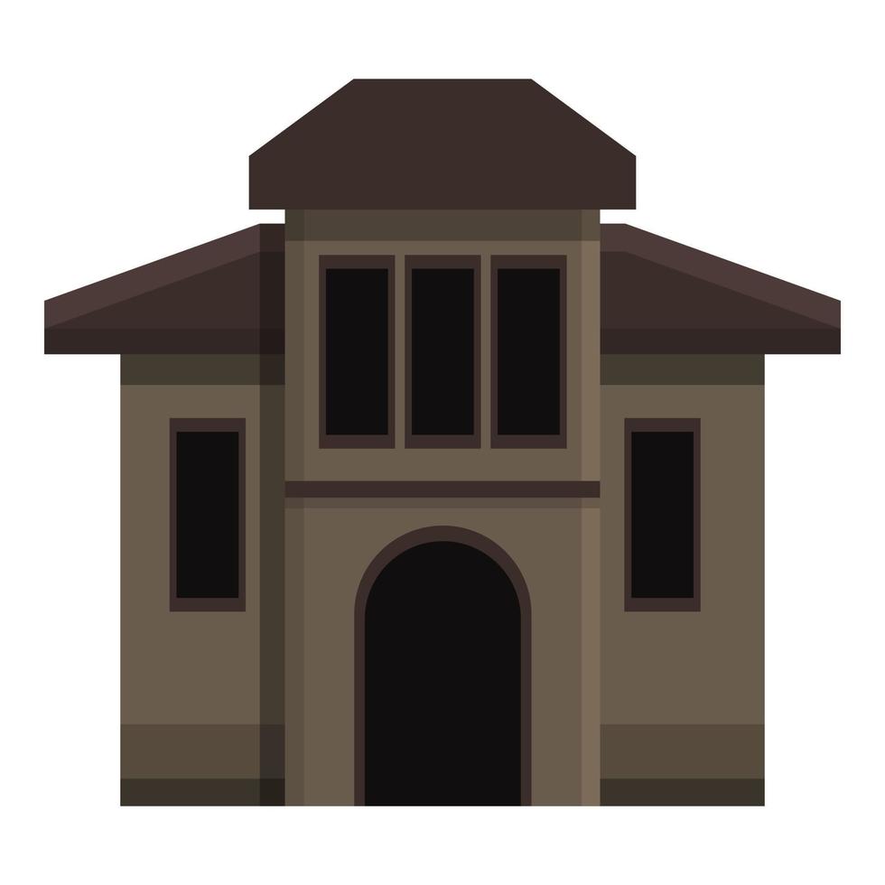 Creepy house icon, cartoon style vector