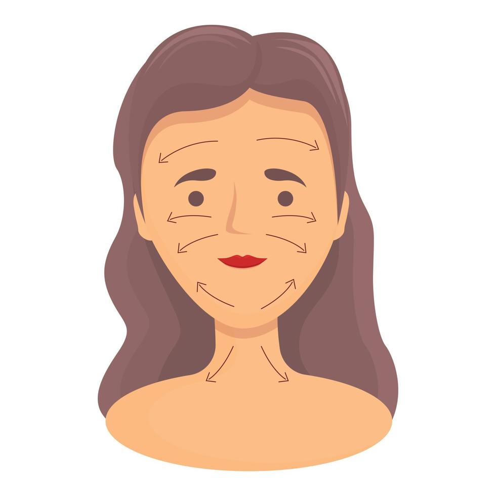 vector de dibujos animados de icono de masaje de cara de paso. piel facial
