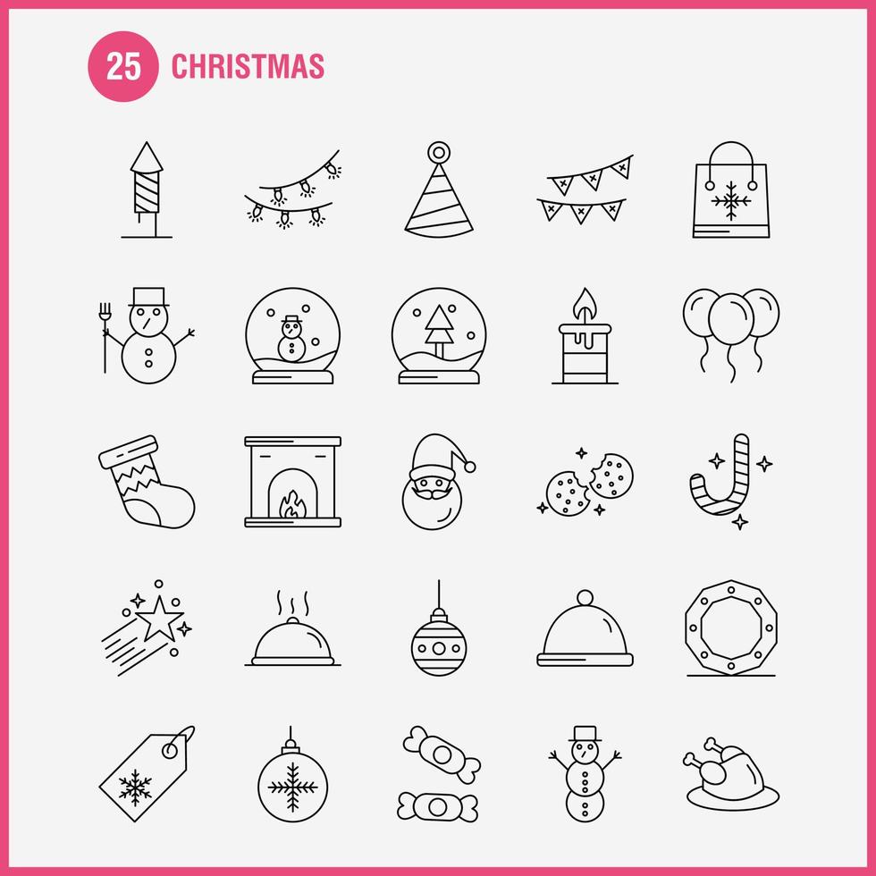 Christmas Line Icon for Web Print and Mobile UXUI Kit Such as Candle Light Christmas Xmas Astronomy Moon Space Star Pictogram Pack Vector