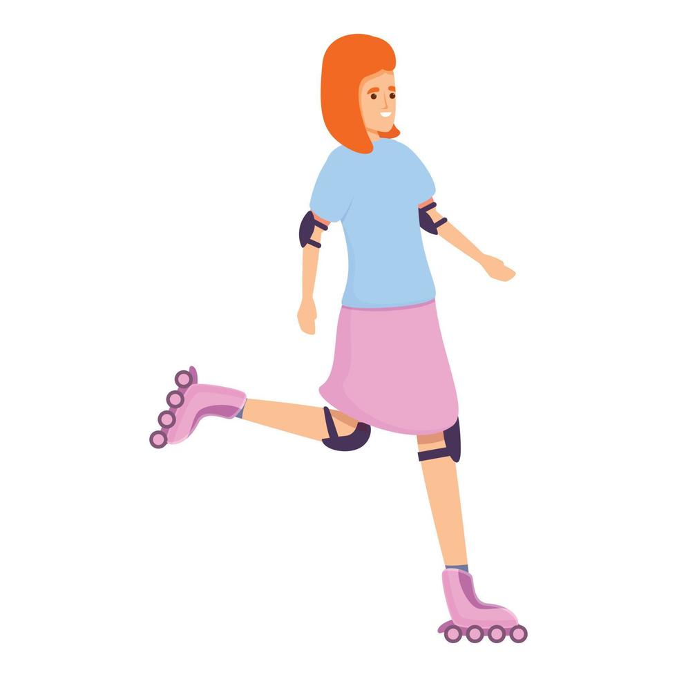 Exercise rollerblading icon, cartoon style vector