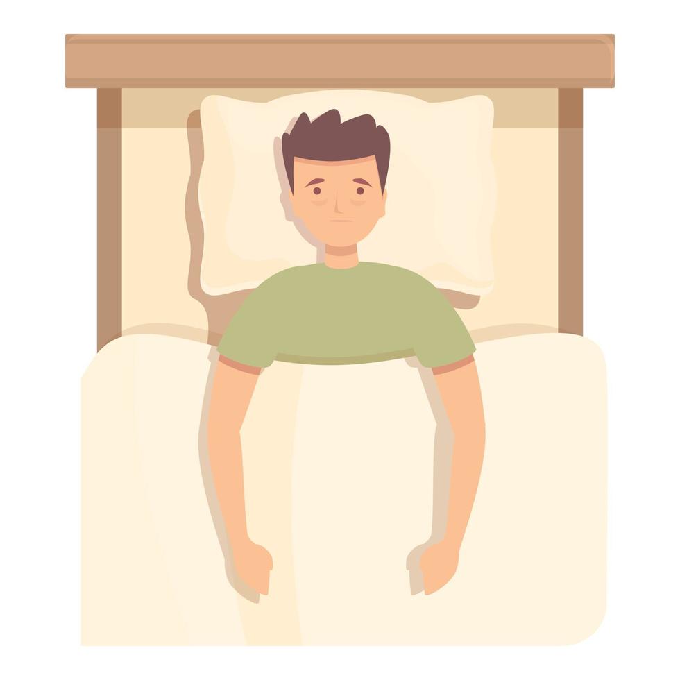 Boy insomnia icon cartoon vector. Bed sleep vector