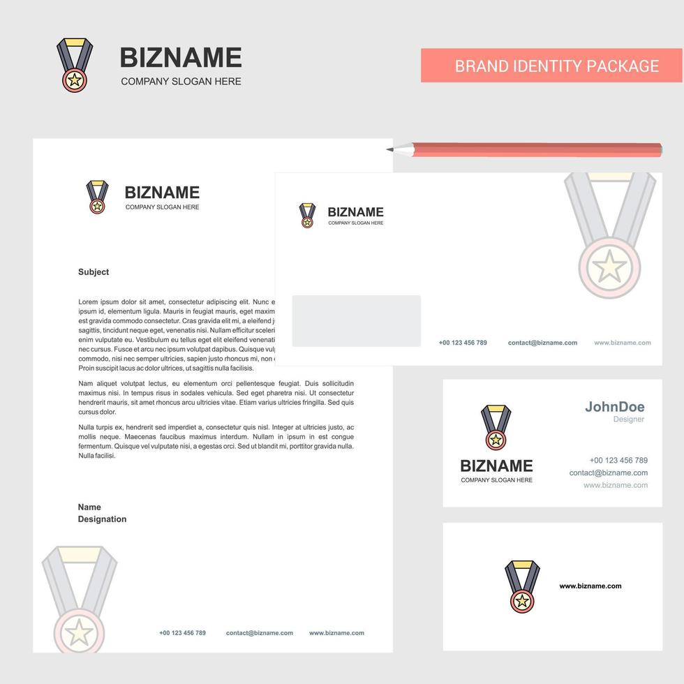 Medal Business Letterhead Envelope and visiting Card Design vector template