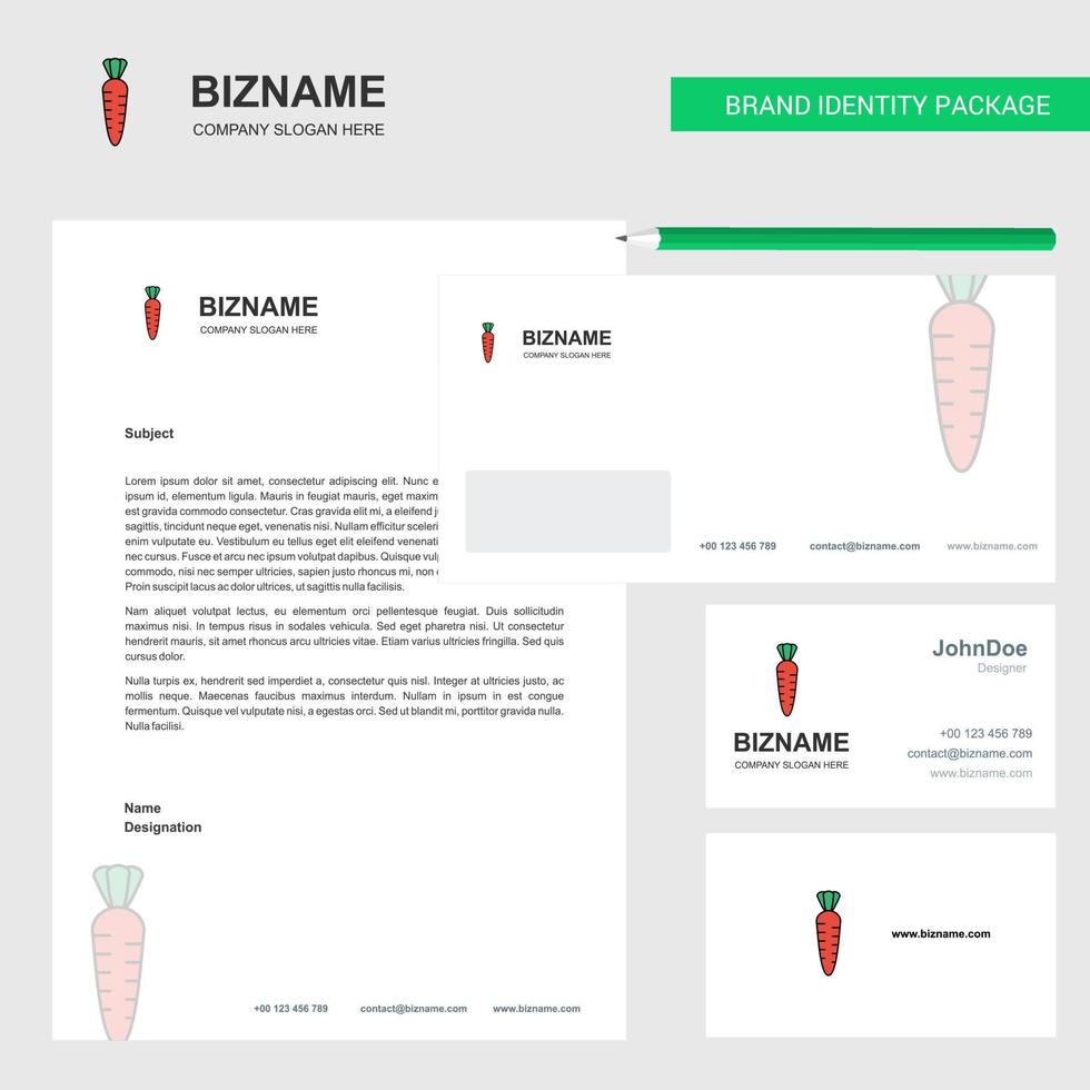 Carrot Business Letterhead Envelope and visiting Card Design vector template