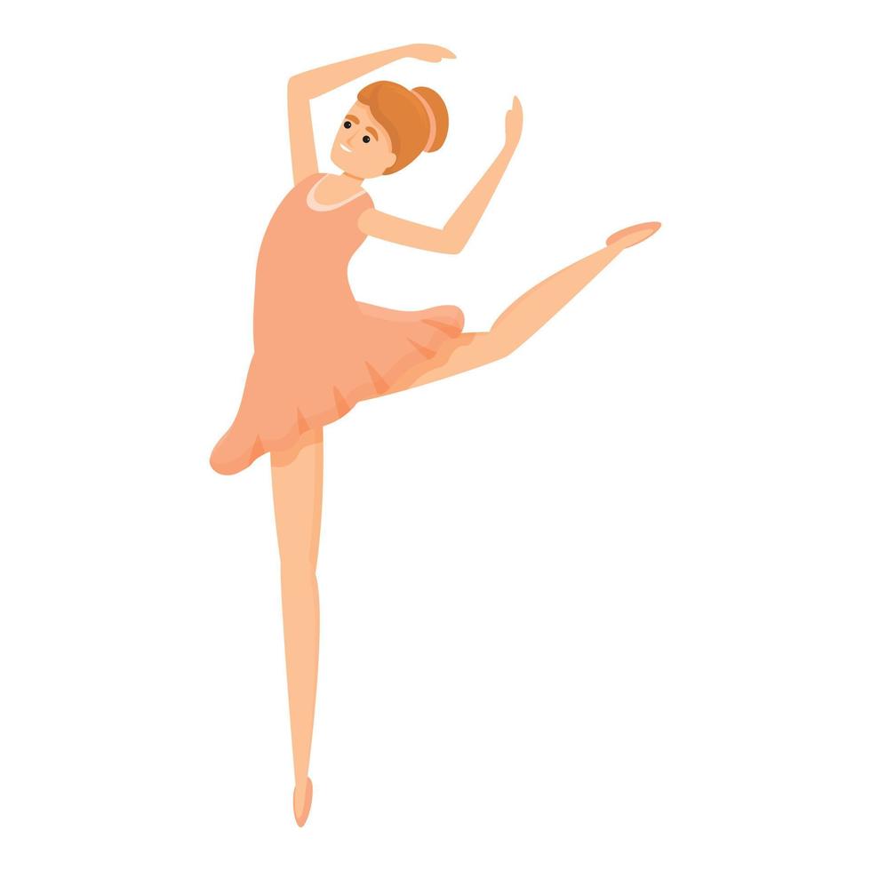 Performance ballerina icon, cartoon style vector