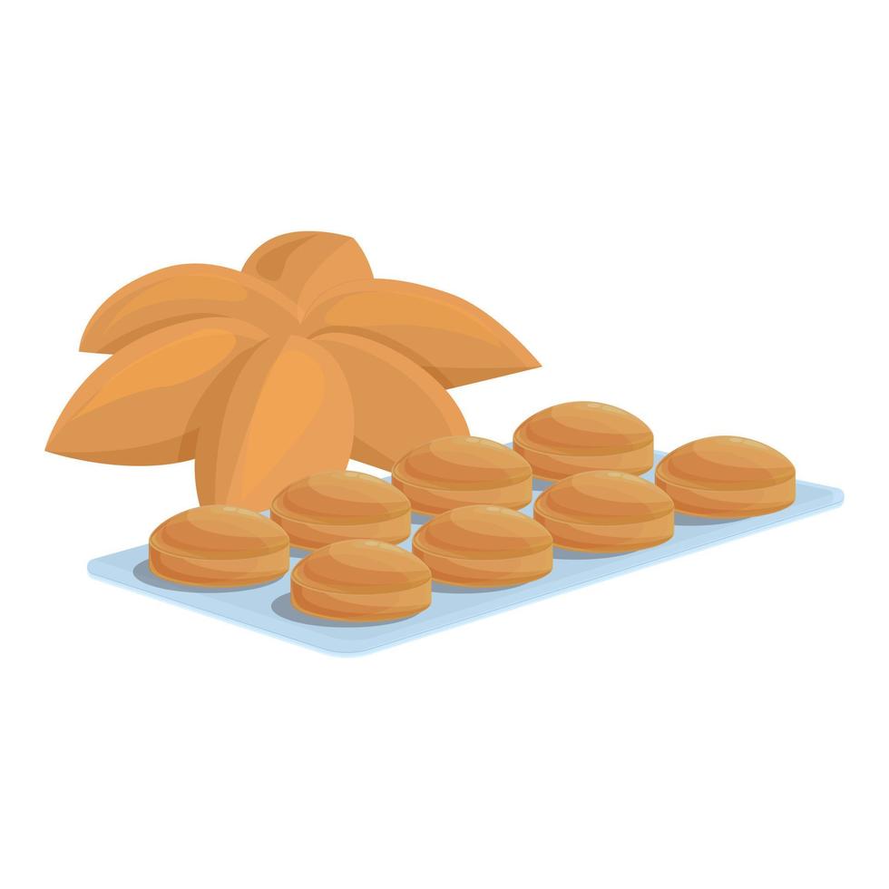 Anise cough drops icon, cartoon style vector