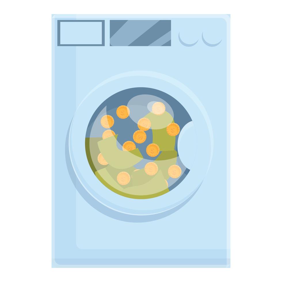 icono de lavandería anti-dinero de la lavadora, estilo de dibujos animados vector
