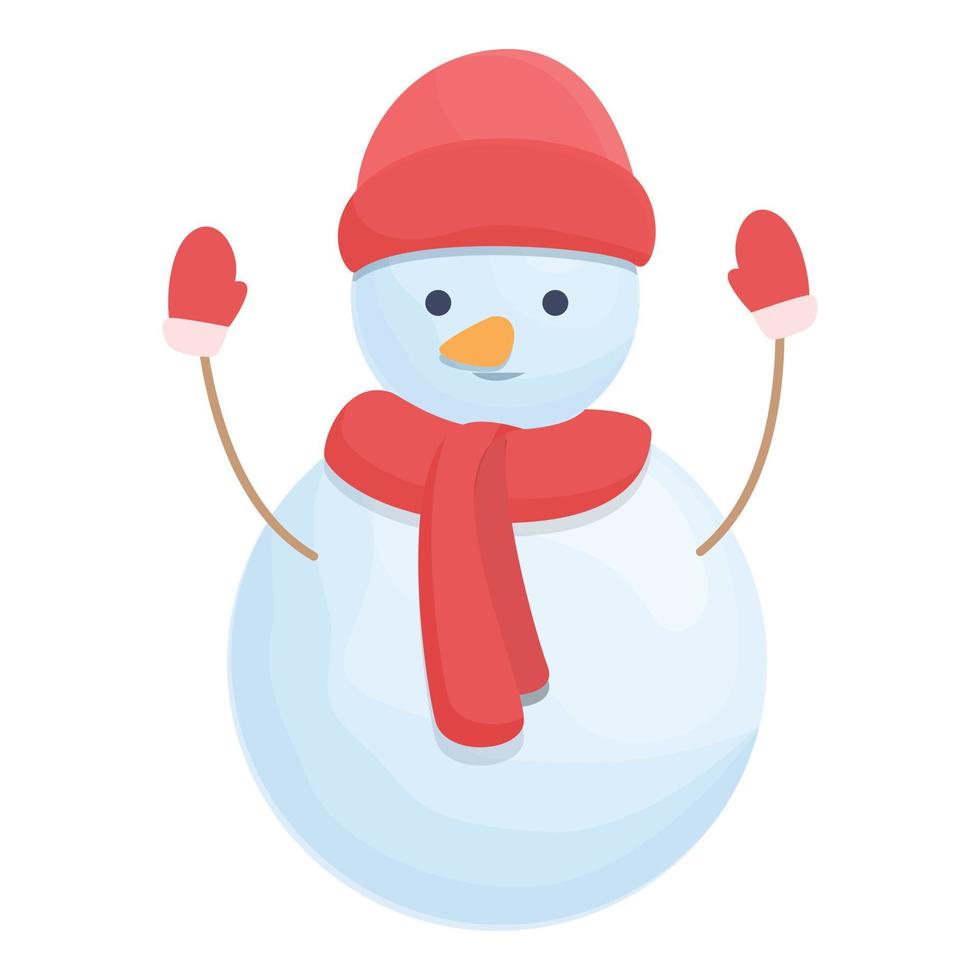 Snowman red scarf icon cartoon vector. Christmas man vector