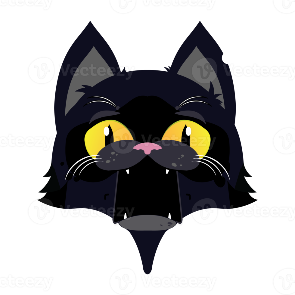 black cat happy face cartoon cute png