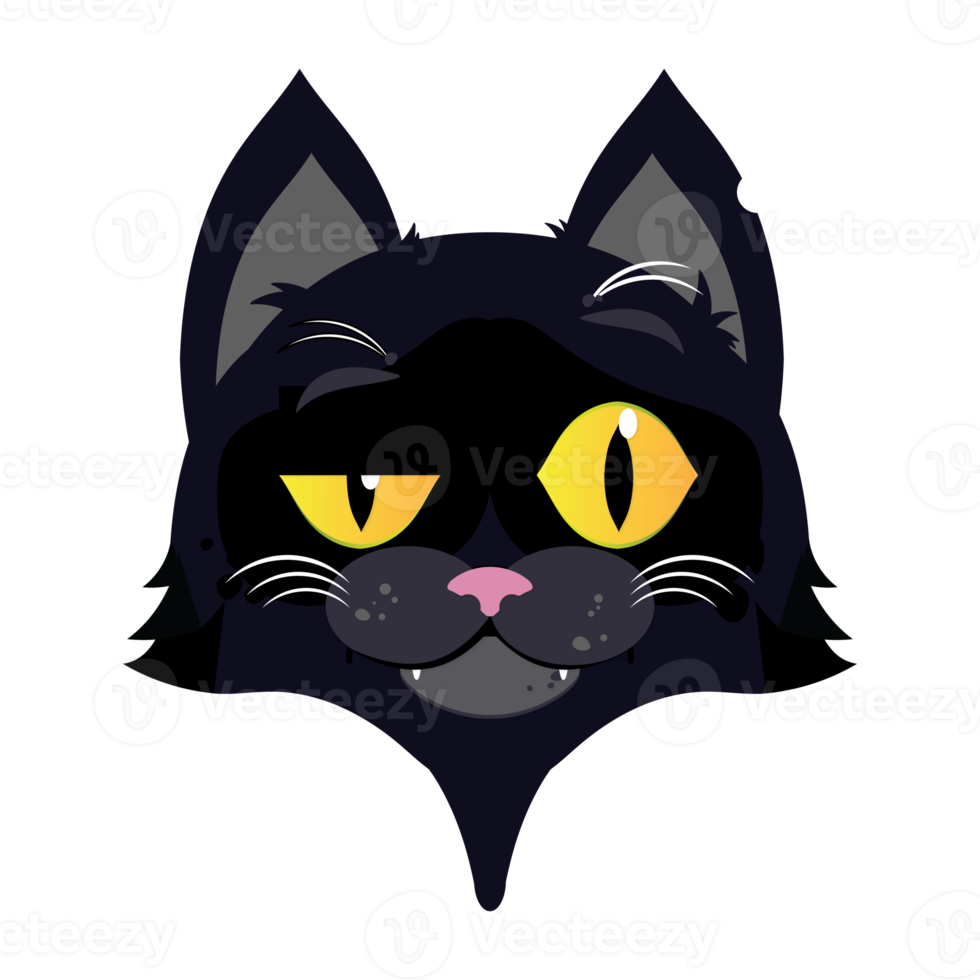 black cat doubt face cartoon cute png