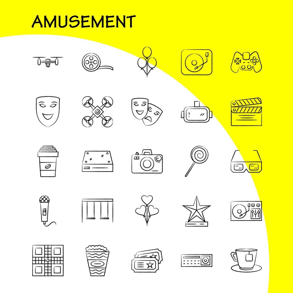 Amusement Hand Drawn Icons Set For Infographics Mobile UXUI Kit And Print Design Include Cycle Bicycle Cycling Exercise Guitar Music Musical Instrument Eps 10 Vector