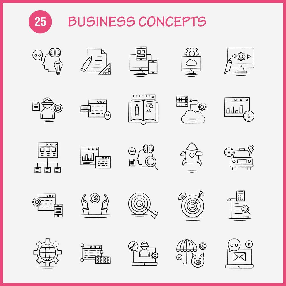 conceptos de negocios iconos dibujados a mano establecidos para infografías kit de uxui móvil y diseño de impresión incluyen archivo de documento texto silla de medios muebles de oficina colección de asientos logotipo infográfico moderno vector