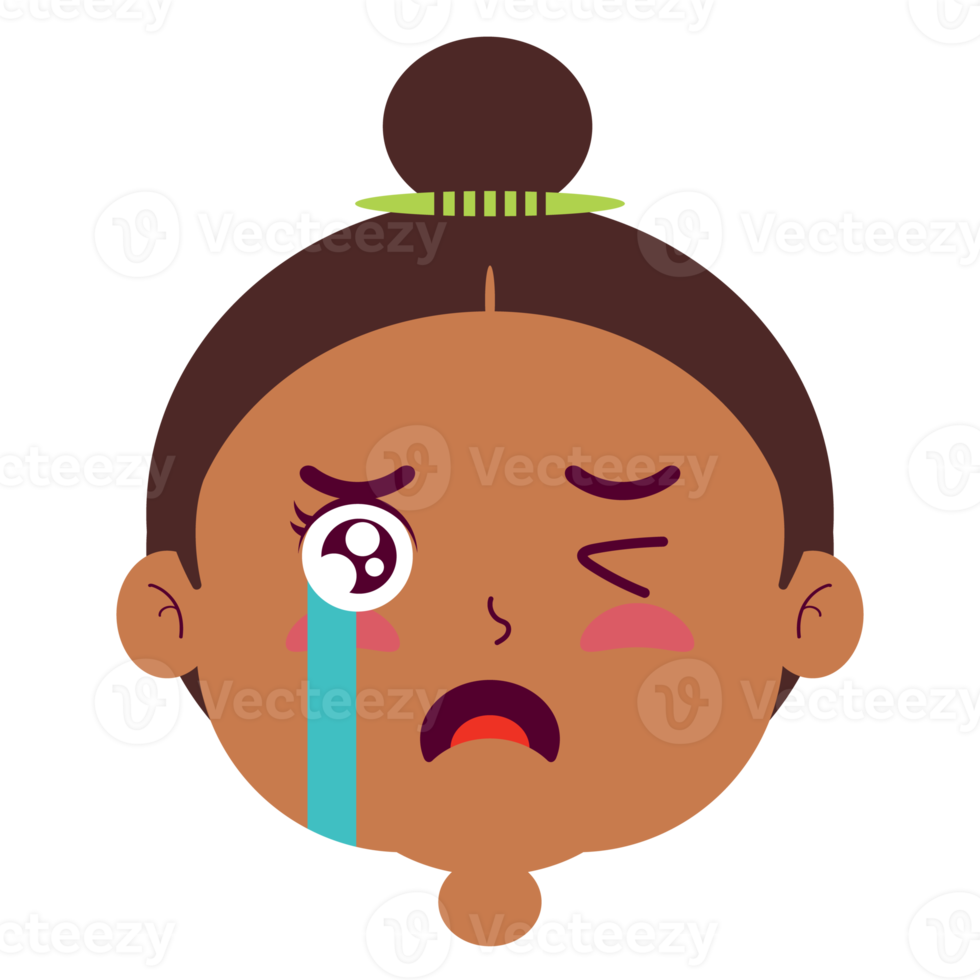 girl crying face cartoon cute png