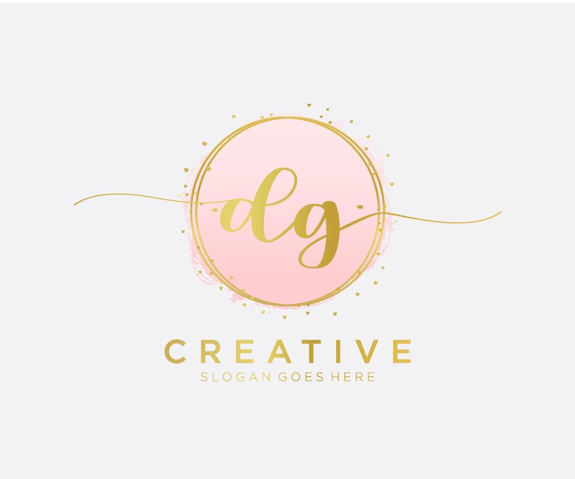 Initial DG feminine logo. Usable for Nature, Salon, Spa, Cosmetic and Beauty Logos. Flat Vector Logo Design Template Element.