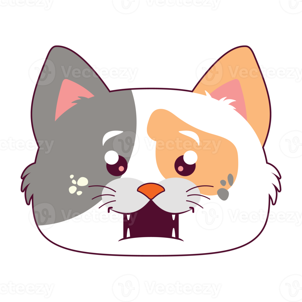 chat surpris visage dessin animé mignon png