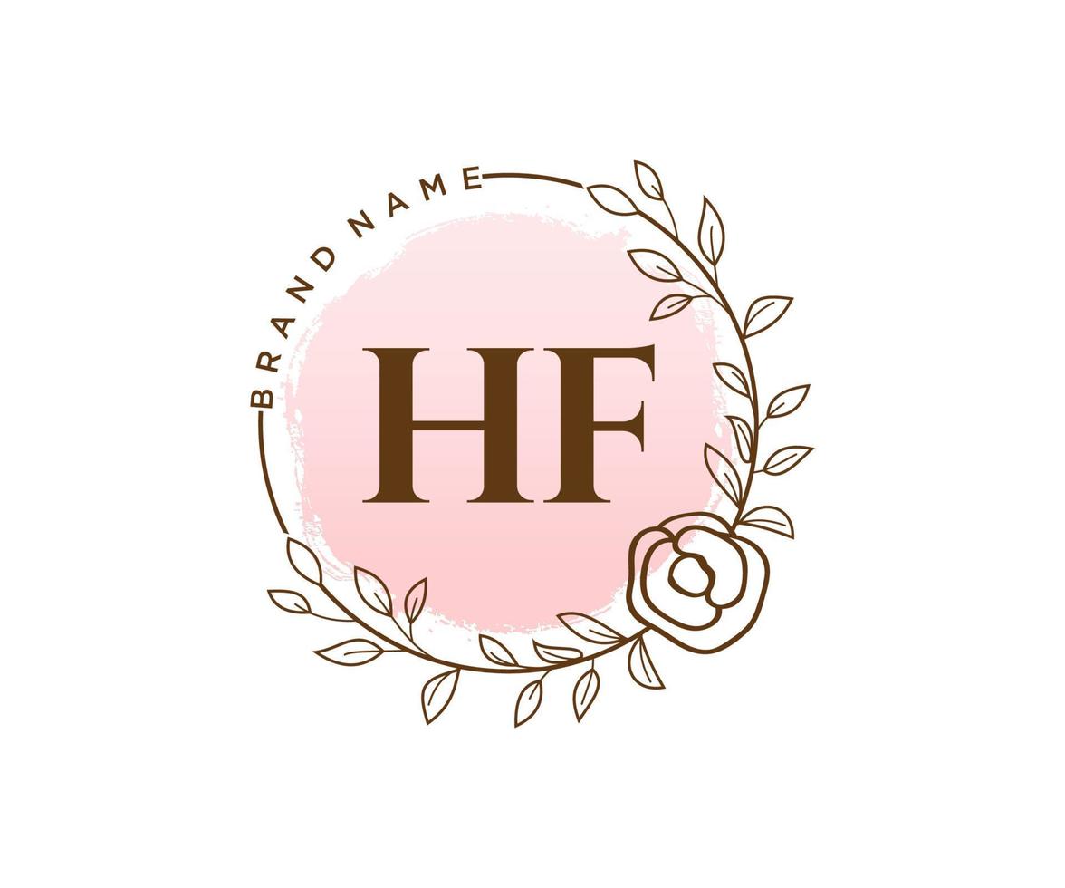 Initial HF feminine logo. Usable for Nature, Salon, Spa, Cosmetic and Beauty Logos. Flat Vector Logo Design Template Element.
