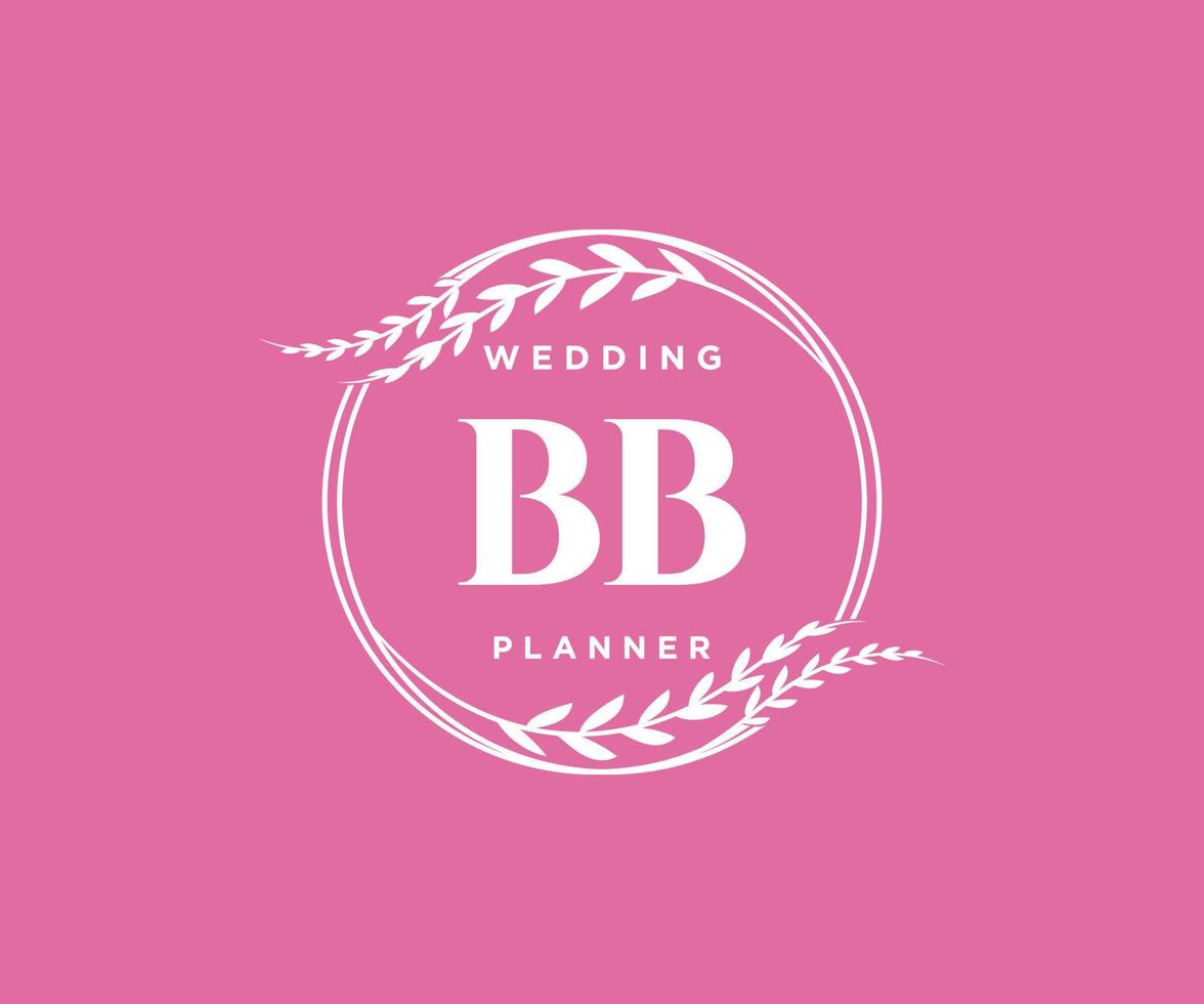 BB Initials letter Wedding monogram logos collection, hand drawn modern minimalistic and floral templates for Invitation cards, Save the Date, elegant identity for restaurant, boutique, cafe in vector