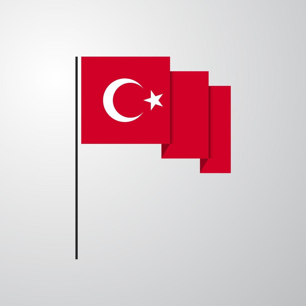 Turkey waving Flag creative background vector