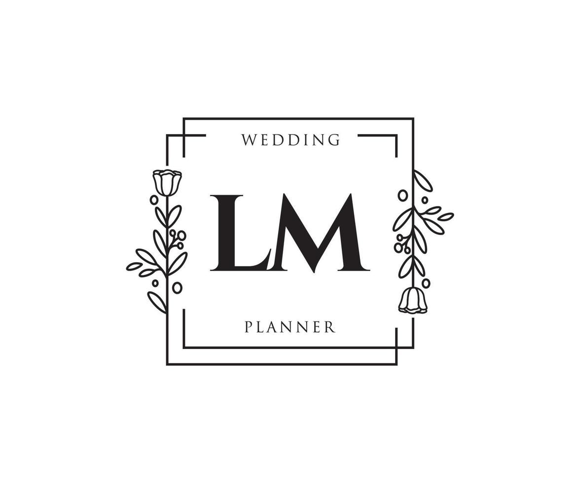 Initial LM feminine logo. Usable for Nature, Salon, Spa, Cosmetic and Beauty Logos. Flat Vector Logo Design Template Element.