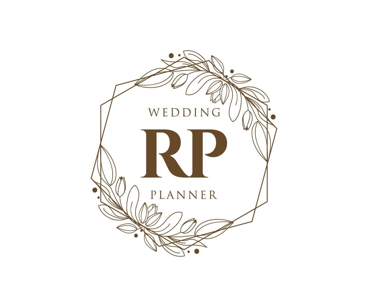 RP Initials letter Wedding monogram logos collection, hand drawn modern minimalistic and floral templates for Invitation cards, Save the Date, elegant identity for restaurant, boutique, cafe in vector