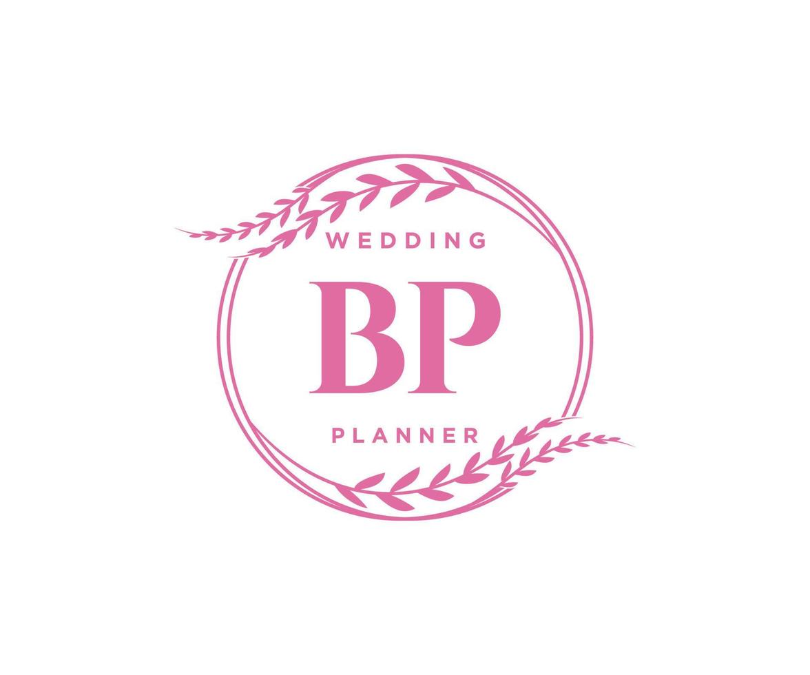 BP Initials letter Wedding monogram logos collection, hand drawn modern minimalistic and floral templates for Invitation cards, Save the Date, elegant identity for restaurant, boutique, cafe in vector
