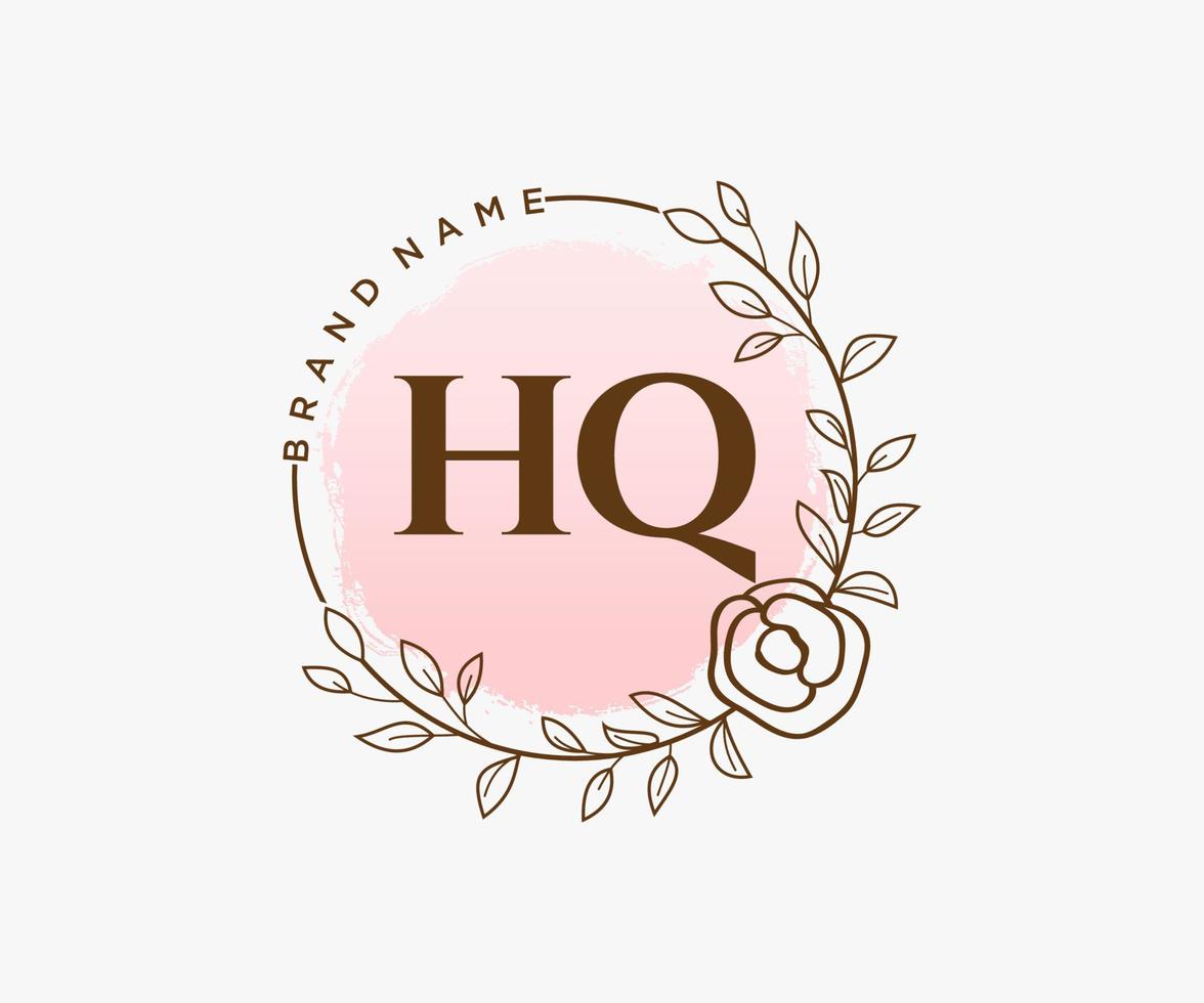 Initial HQ feminine logo. Usable for Nature, Salon, Spa, Cosmetic and Beauty Logos. Flat Vector Logo Design Template Element.