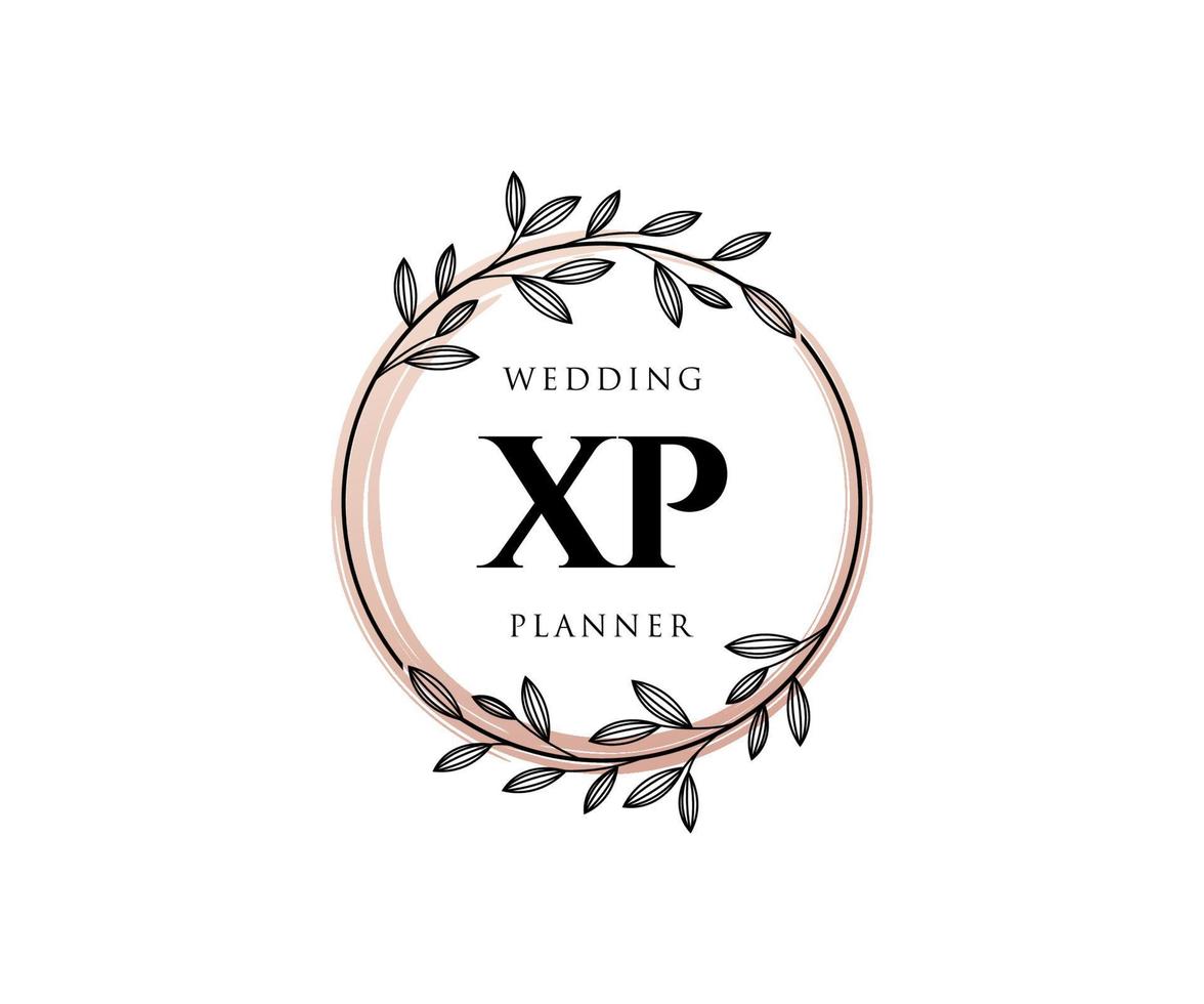 XP Initials letter Wedding monogram logos collection, hand drawn modern minimalistic and floral templates for Invitation cards, Save the Date, elegant identity for restaurant, boutique, cafe in vector