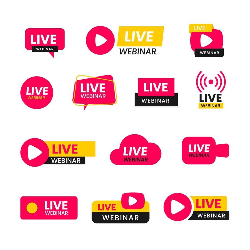 Generic Live Webinar Icons Set vector