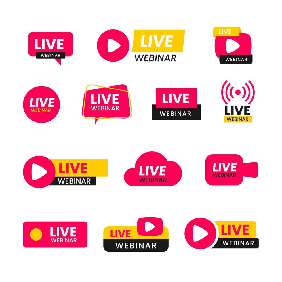 conjunto de iconos genéricos de seminario web en vivo vector