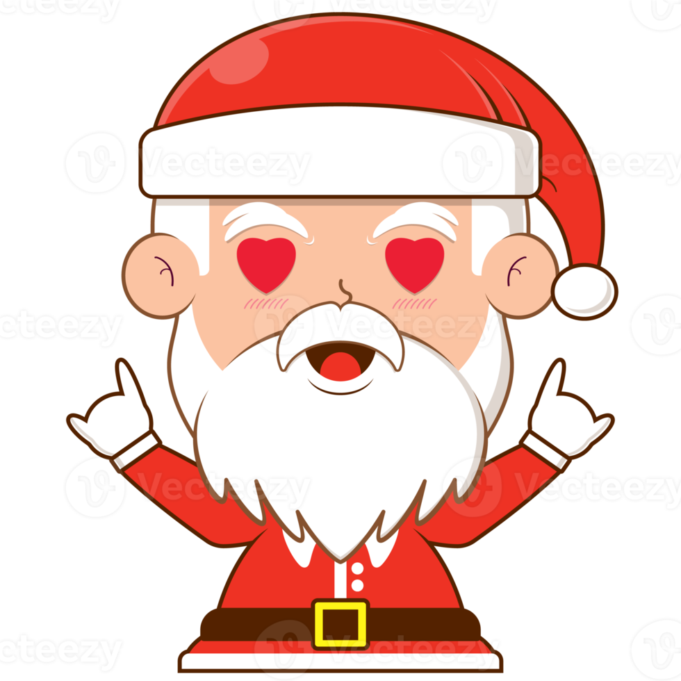 santa claus in love face cartoon cute png