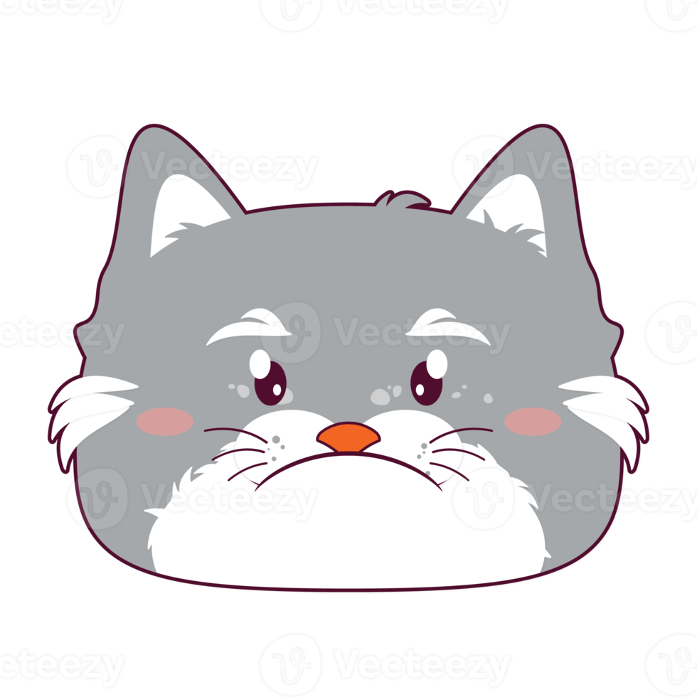 chat doute visage dessin animé mignon png