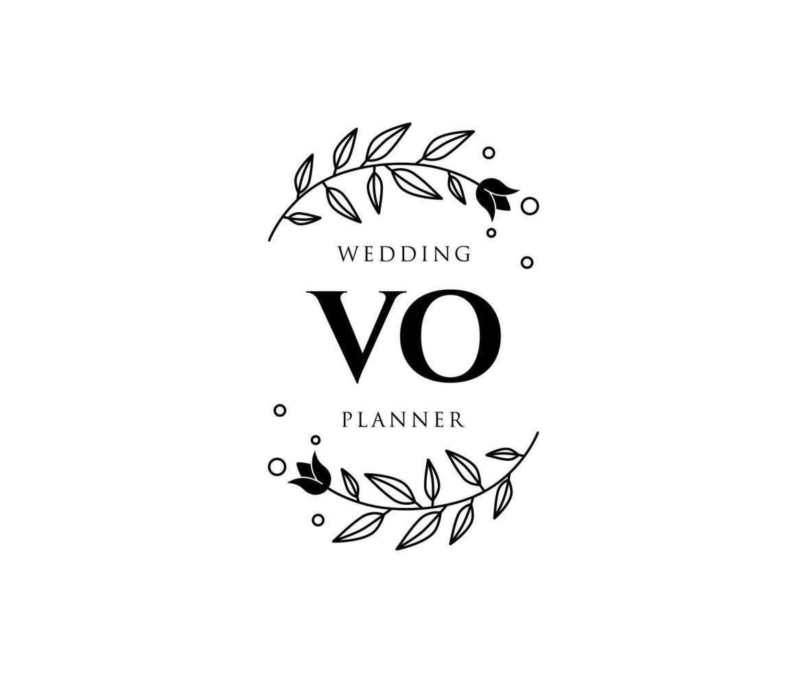 VO Initials letter Wedding monogram logos collection, hand drawn modern minimalistic and floral templates for Invitation cards, Save the Date, elegant identity for restaurant, boutique, cafe in vector