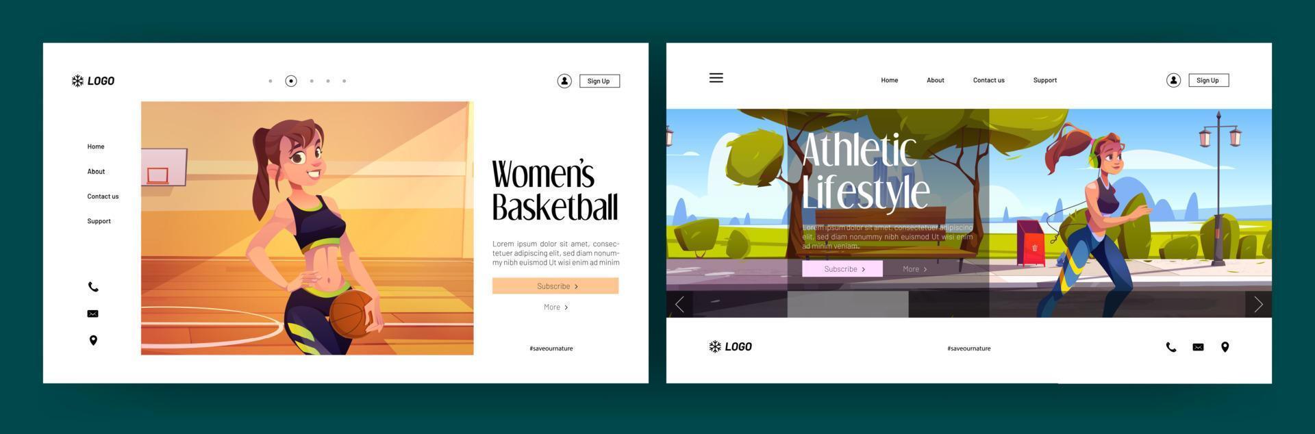 Athletic lifestyle and women basketball landing vector