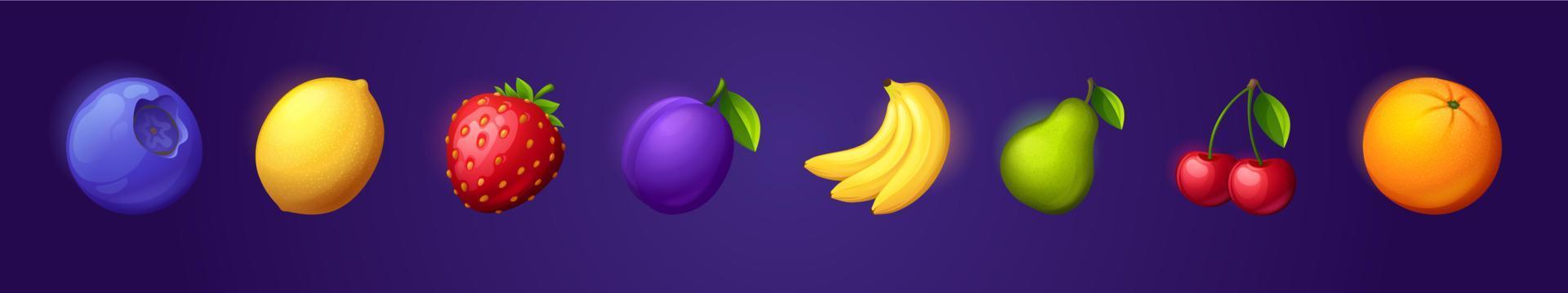 iconos de juegos de frutas para máquinas tragamonedas de casino vector